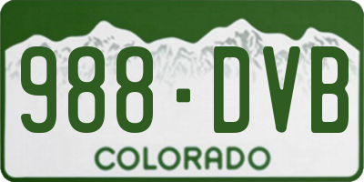 CO license plate 988DVB