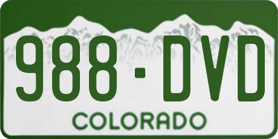 CO license plate 988DVD