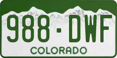 CO license plate 988DWF
