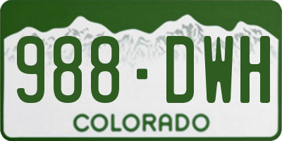 CO license plate 988DWH