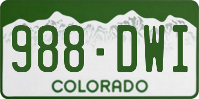 CO license plate 988DWI