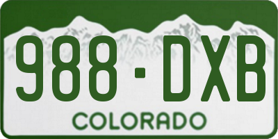 CO license plate 988DXB