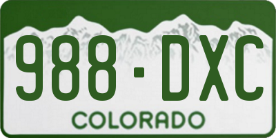 CO license plate 988DXC