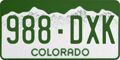 CO license plate 988DXK