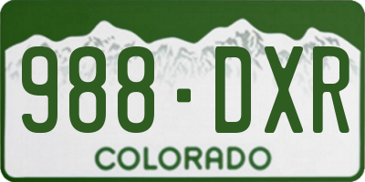 CO license plate 988DXR
