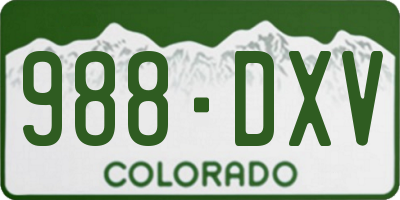 CO license plate 988DXV