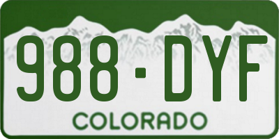 CO license plate 988DYF
