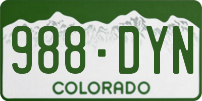 CO license plate 988DYN