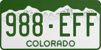 CO license plate 988EFF