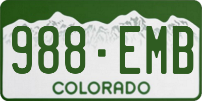 CO license plate 988EMB