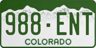 CO license plate 988ENT