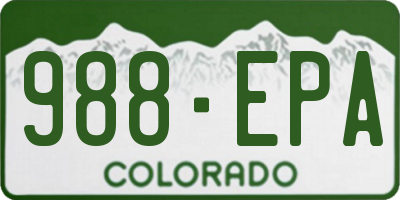 CO license plate 988EPA