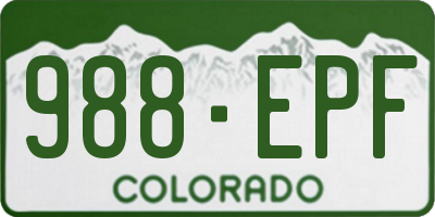 CO license plate 988EPF
