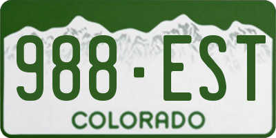 CO license plate 988EST