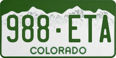 CO license plate 988ETA