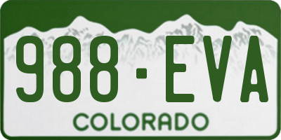 CO license plate 988EVA