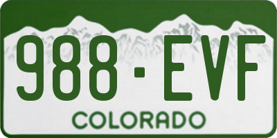 CO license plate 988EVF