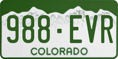 CO license plate 988EVR