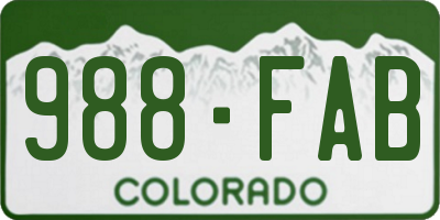 CO license plate 988FAB