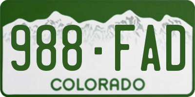 CO license plate 988FAD