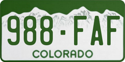CO license plate 988FAF