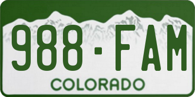 CO license plate 988FAM