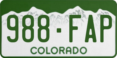 CO license plate 988FAP