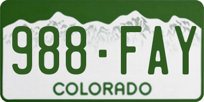 CO license plate 988FAY