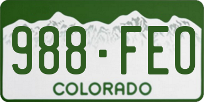 CO license plate 988FEO