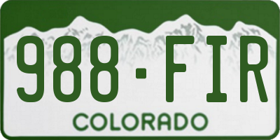 CO license plate 988FIR
