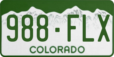 CO license plate 988FLX