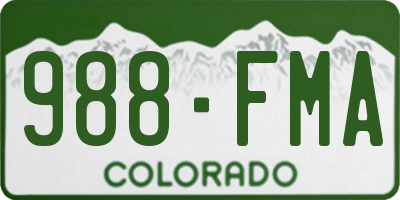 CO license plate 988FMA