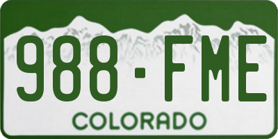 CO license plate 988FME