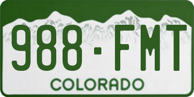 CO license plate 988FMT
