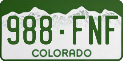 CO license plate 988FNF
