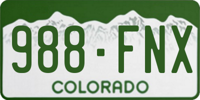 CO license plate 988FNX