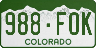 CO license plate 988FOK
