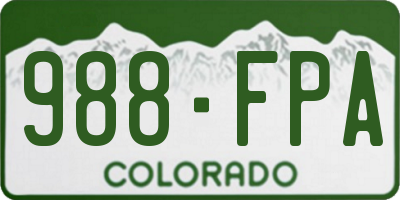 CO license plate 988FPA