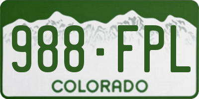 CO license plate 988FPL