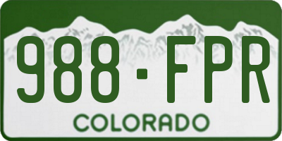 CO license plate 988FPR