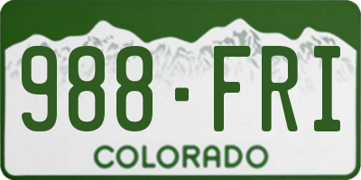 CO license plate 988FRI