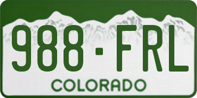 CO license plate 988FRL