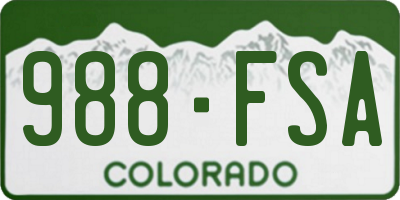 CO license plate 988FSA