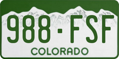 CO license plate 988FSF