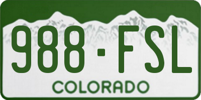 CO license plate 988FSL
