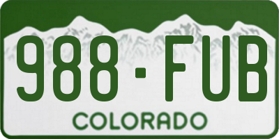CO license plate 988FUB