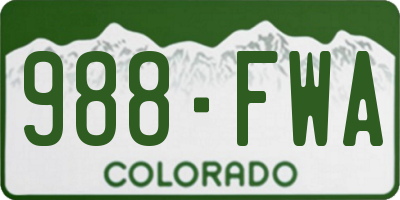 CO license plate 988FWA