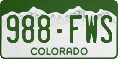 CO license plate 988FWS