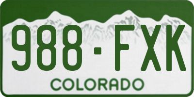 CO license plate 988FXK
