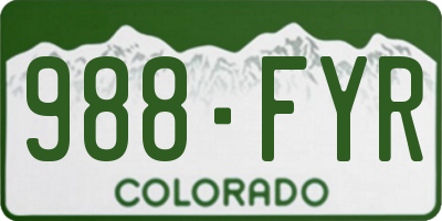 CO license plate 988FYR